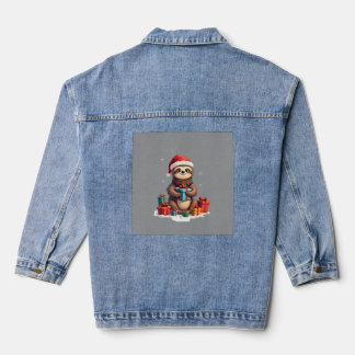 Frohe Slothmas süße Weihnachtsfaultier Santa Hut X Jeansjacke