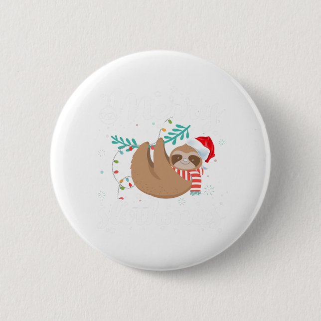 Frohe Slothmas Weihnachten Pajama für Sloth Liebha Button (Vorderseite)