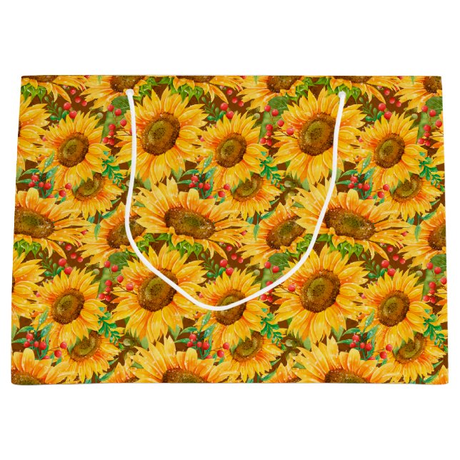 Frohe Sommer Sonnenblumen Geschenktasche Große Geschenktüte (Vorderseite)