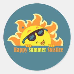 frohe Sommersolstice 2024 türkis Runder Aufkleber