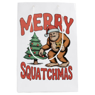 Frohe Squatchmas Bigfoot Sasquatch Weihnachtsbaum Mittlere Geschenktüte