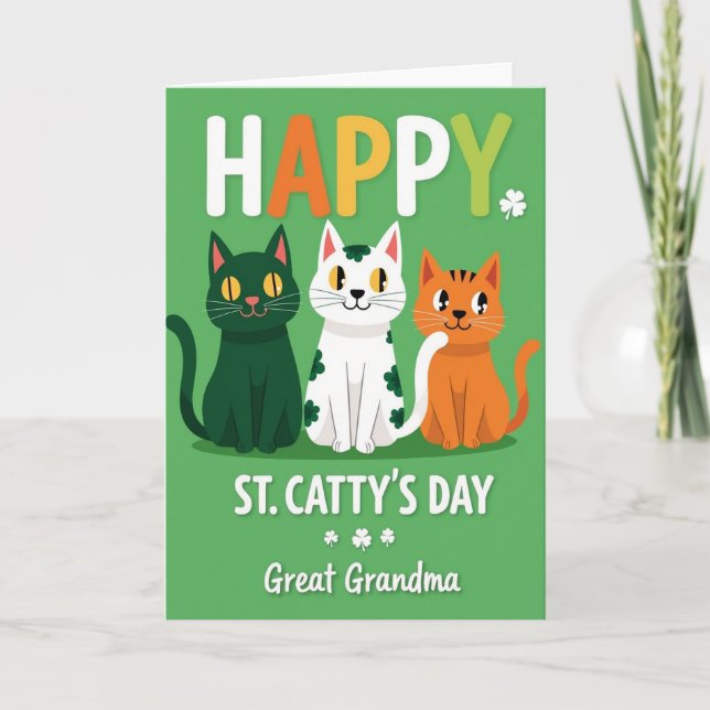 Frohe St. Catty's Day Urgroßmutter Karte (Vorderseite)