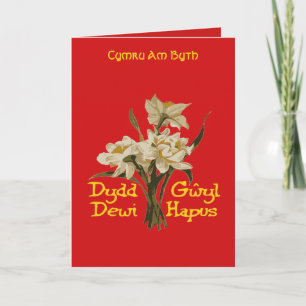 Frohe St Davids Day Dydd Gwyl Dewi Hapus Narzissen Karte