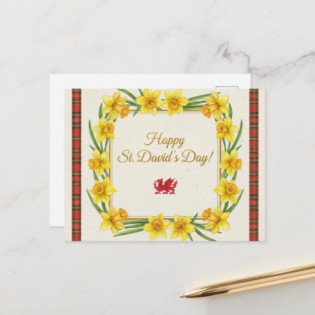 Frohe St. Davids-Tag-Postkarte Postkarte (Vorderseite/Rückseite Beispiel)