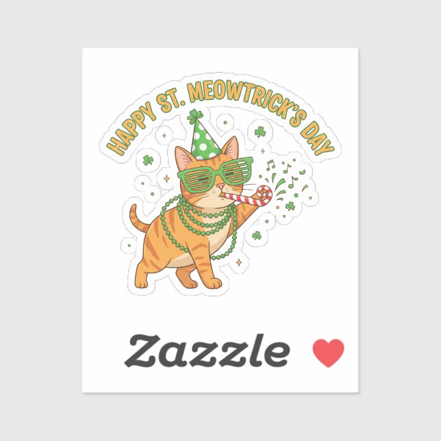 Frohe St. Meowtrick's Day Party Katze Shutter Shad Aufkleber (Blatt)