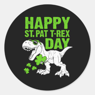 Frohe St Pat Trex Day St Patricks Dinosaur Kleinki Runder Aufkleber