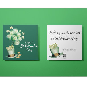 Frohe St. Patrick's Day Ballons und Kleeblätter Feiertagskarte