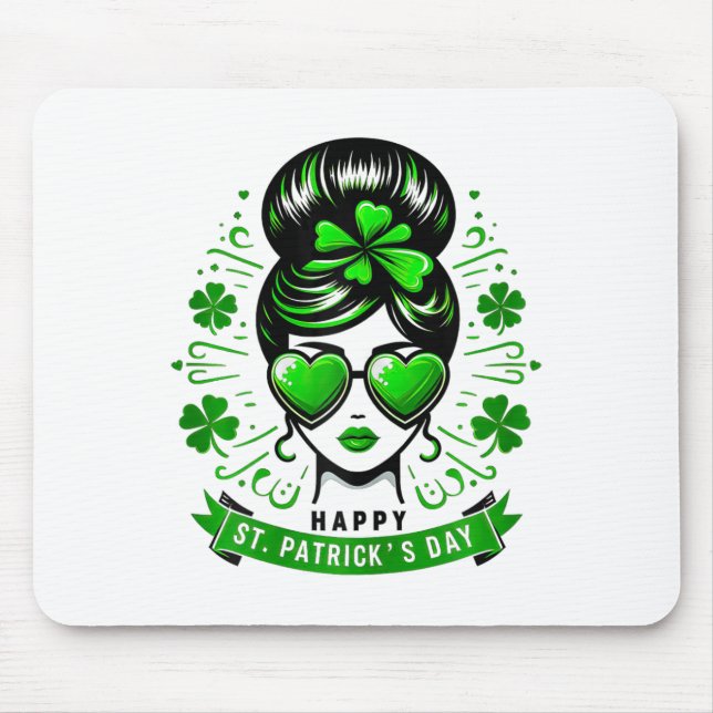 Frohe St Patricks Day Brötchen Saint Paddys Mädche Mousepad (Vorne)