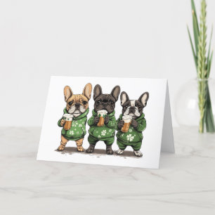 Frohe St. Patrick's Day Französische Bulldoggen Feiertagskarte