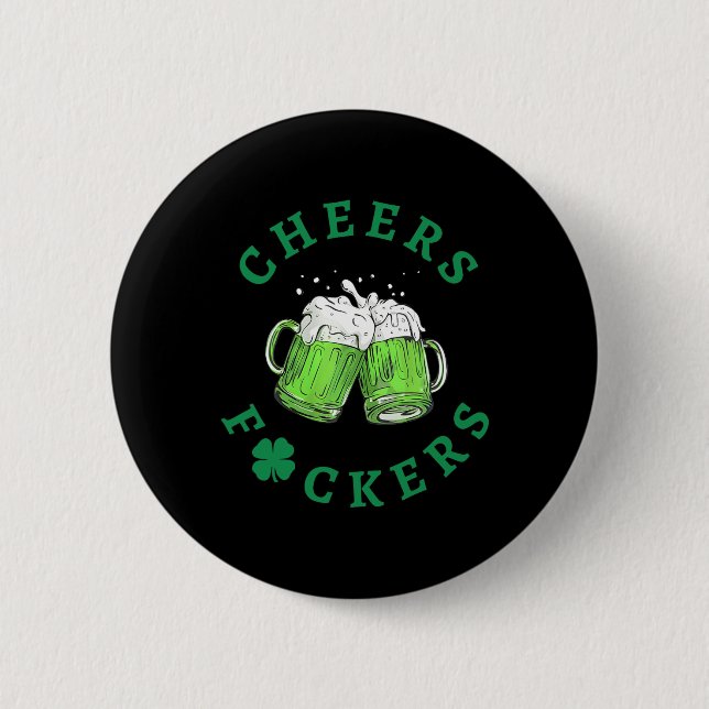 Frohe St. Patricks Day Männer Frauen Biertrinken Button (Vorderseite)