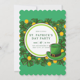 Frohe St. Patricks Day Party Leprechaun & Shamrock Feiertagskarte