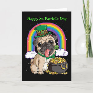 Frohe St. Patrick's Day Pug-Hunde-Feiertagskarte Feiertagskarte