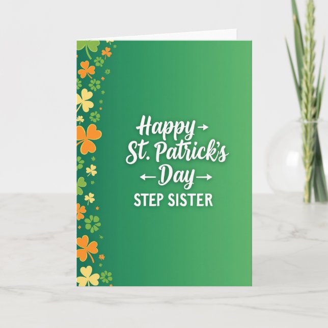 Frohe St. Patrick's Day Stiefschwester Karte (Vorderseite)