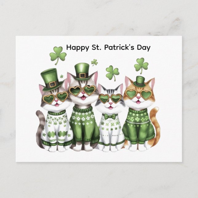 Frohe St. Patricks Tag Katzen Postkarte (Vorderseite)