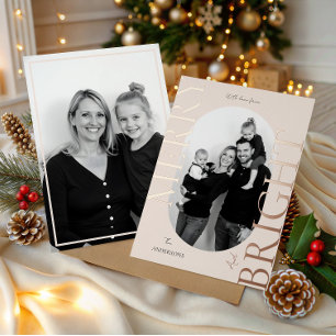 Frohe & strahlende moderne Foto elegante Weihnacht Folien Feiertagskarte