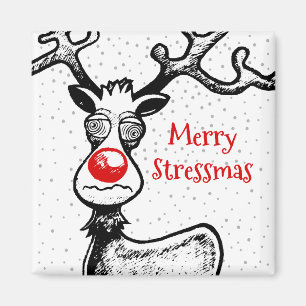 Frohe Stressmas mit Rudolph dem Rentier Magnet