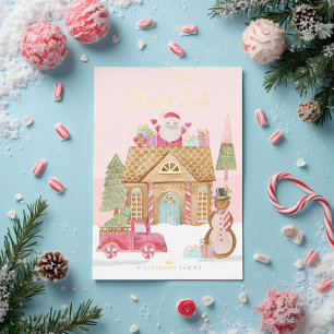 Frohe & Süße Aquarell-Gingerbread Candy Village Folien Feiertagskarte