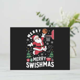 Frohe Swishmas Weihnachten Santa spielt Basketball