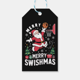 Frohe Swishmas Weihnachten Santa spielt Basketball Geschenkanhänger