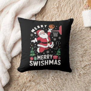 Frohe Swishmas Weihnachten Santa spielt Basketball Kissen