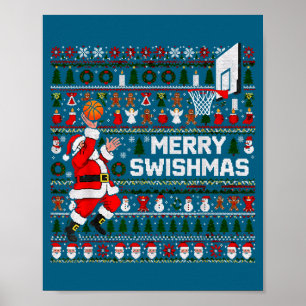 Frohe Swishmas Weihnachtsmann Basketball-Hässliche Poster