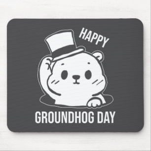 Frohe Tag des Murmeltieres Linienkunst Mousepad