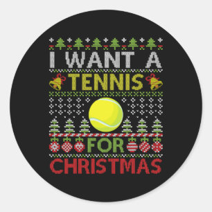 Frohe Tage Wollte ich ein Tennis für Weihnachten h Runder Aufkleber