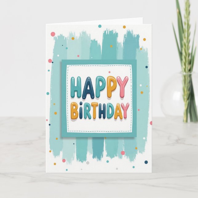 Frohe Teal-3D-Buchstabenkarte Karte (Vorderseite)