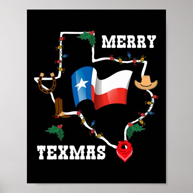 Frohe Texmas Texas Flag Weihnachten Weihnachten We Poster (Vorne)