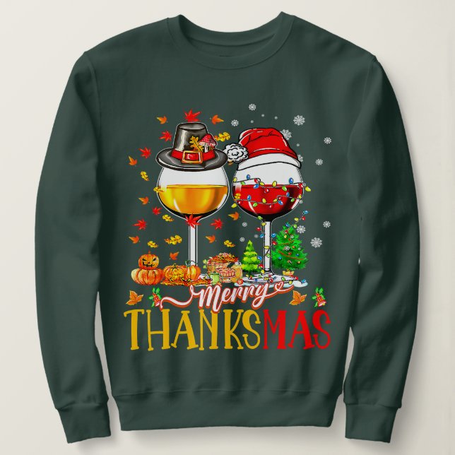Frohe Thanksmas Erntedank Weihnachten Ugly Xmas P Sweatshirt (Design vorne)