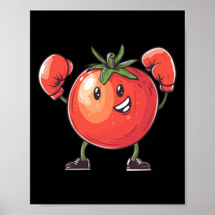 Frohe Tomate mit Boxhandschuhen Spaß Poster