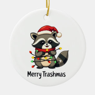 Frohe Trashmas Funny Raccoon Weihnachtsfeiertag Keramik Ornament