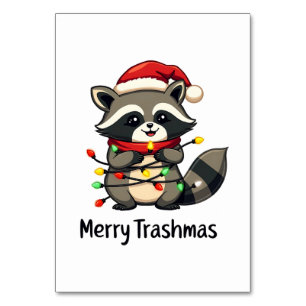 Frohe Trashmas Funny Raccoon Weihnachtsfeiertag Tischnummer