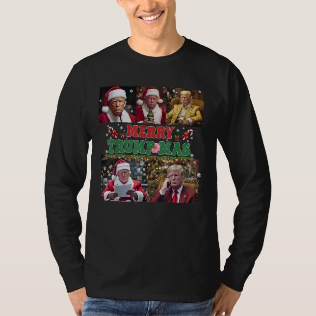 Frohe Trumpmas Funny Santa Trump frohe Weihnachten T-Shirt (Vorderseite)