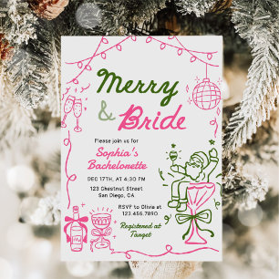 Frohe und Braut Weihnachten Junggesellinnenabschie Einladung
