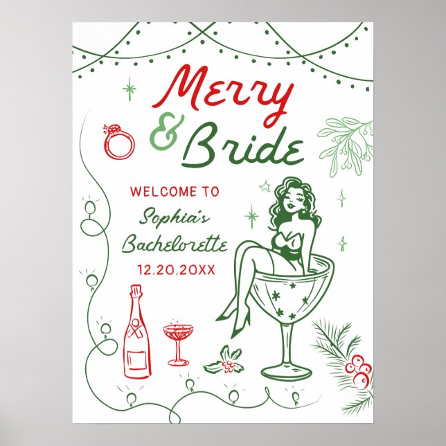 Frohe und Bride Christmas Bachelorette Poster (Vorne)