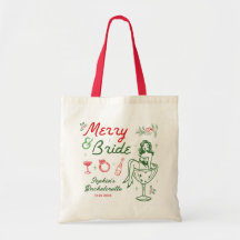 Frohe und bride Weihnachtsbachelorette Tote Bag