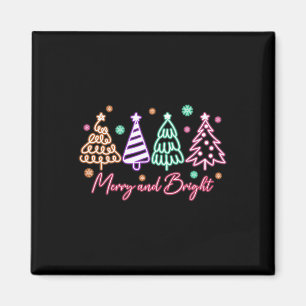 Frohe und helle Bäume Neon Weihnachten Magnet