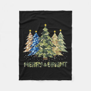 Frohe und helle Camouflage Weihnachtsbaum frohe Ch Fleecedecke