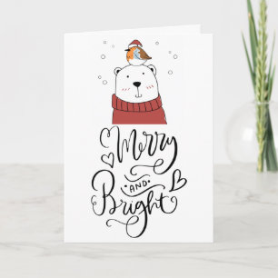 Frohe und helle Ferien Whimsical Polar Bär Feiertagskarte