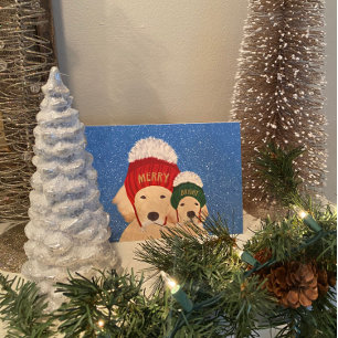Frohe und helle Hunde Weihnachtskarte Feiertagskarte