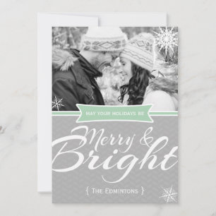 Frohe und helle Mint Schnee Weihnachtskarte Feiertagskarte