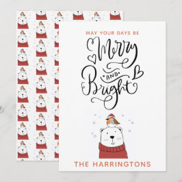 Frohe und helle Niedliche Polar Bären Weihnachtsfe Feiertagskarte