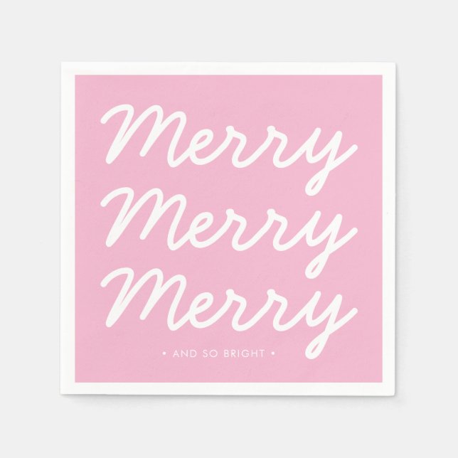 Frohe und helle rosa Weihnachten Serviette (Vorderseite)