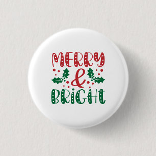 Frohe und helle Rot und Grün Heilige Weihnachten Button