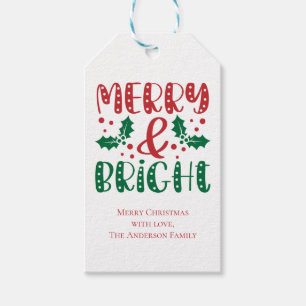 Frohe und helle Rot und Grün Heilige Weihnachten Geschenkanhänger