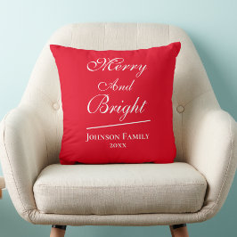 Frohe und helle Script Chic Red Christmas Kissen