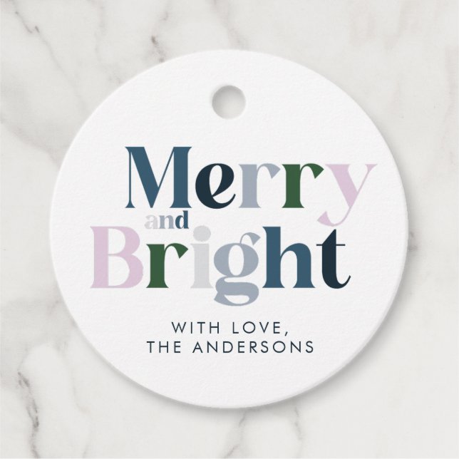 Frohe und helle Typografie Schriftart Weihnachten Geschenkanhänger (Vorderseite)