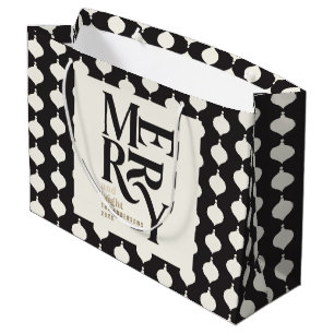 Frohe und helle Vintage Schwarz-Gold-Weihnachten Große Geschenktüte