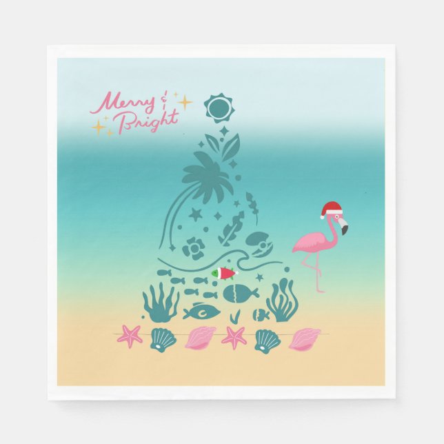 Frohe und helle Weihnachten am Strand Serviette (Vorderseite)